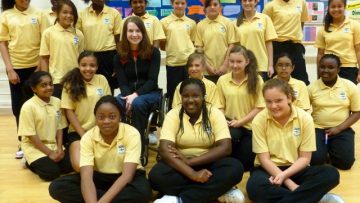 Ilana-Duff-with-students-from-St-Angela-s-Ursuline-School