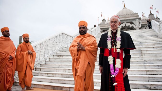 Cardinal Tauran visits the BAPS Shri Swaminarayan Hindu temple in Neasden